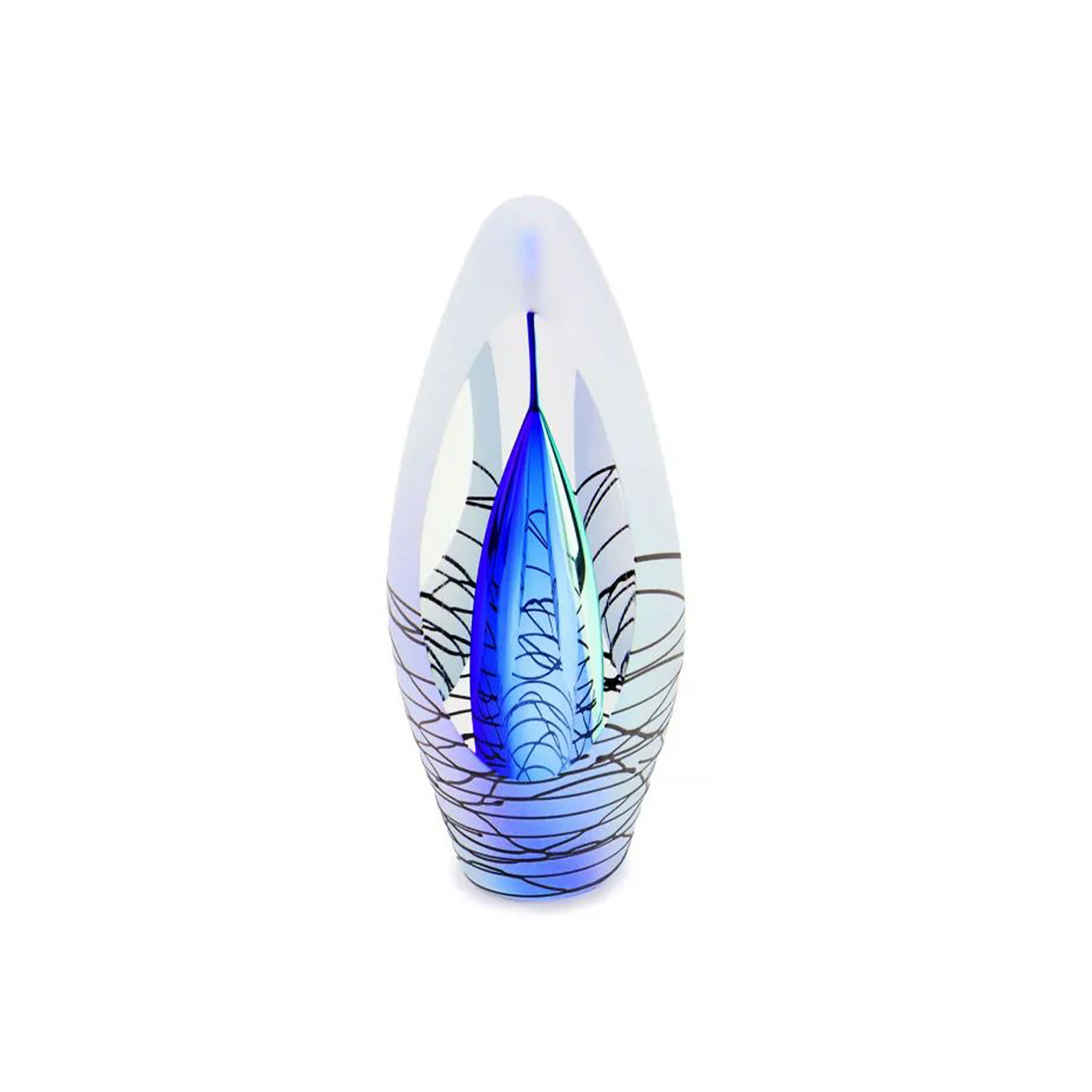 Glazen urn - Premium Spirit krakele blauw - 0,07 Liter