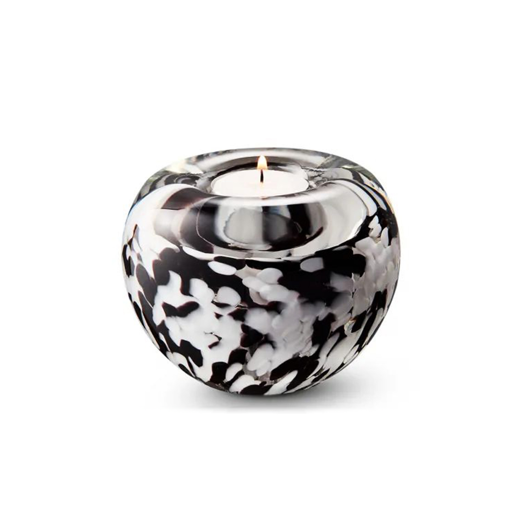 Glazen urn - Premium Tealight zwart/wit - 0,10 Liter
