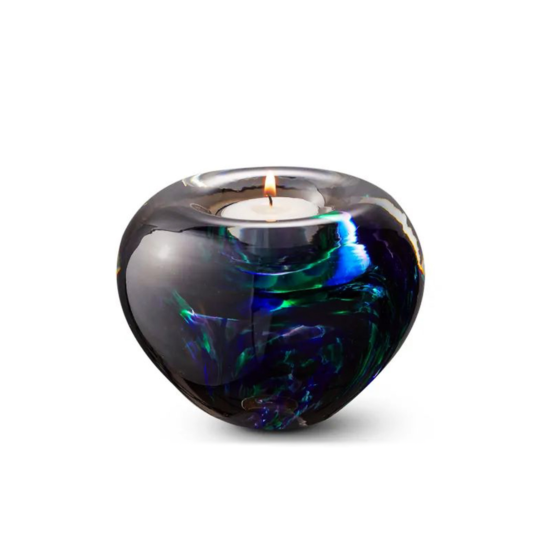 Glazen urn - Premium Tealight paars/groen/blauw - 0,10 Liter