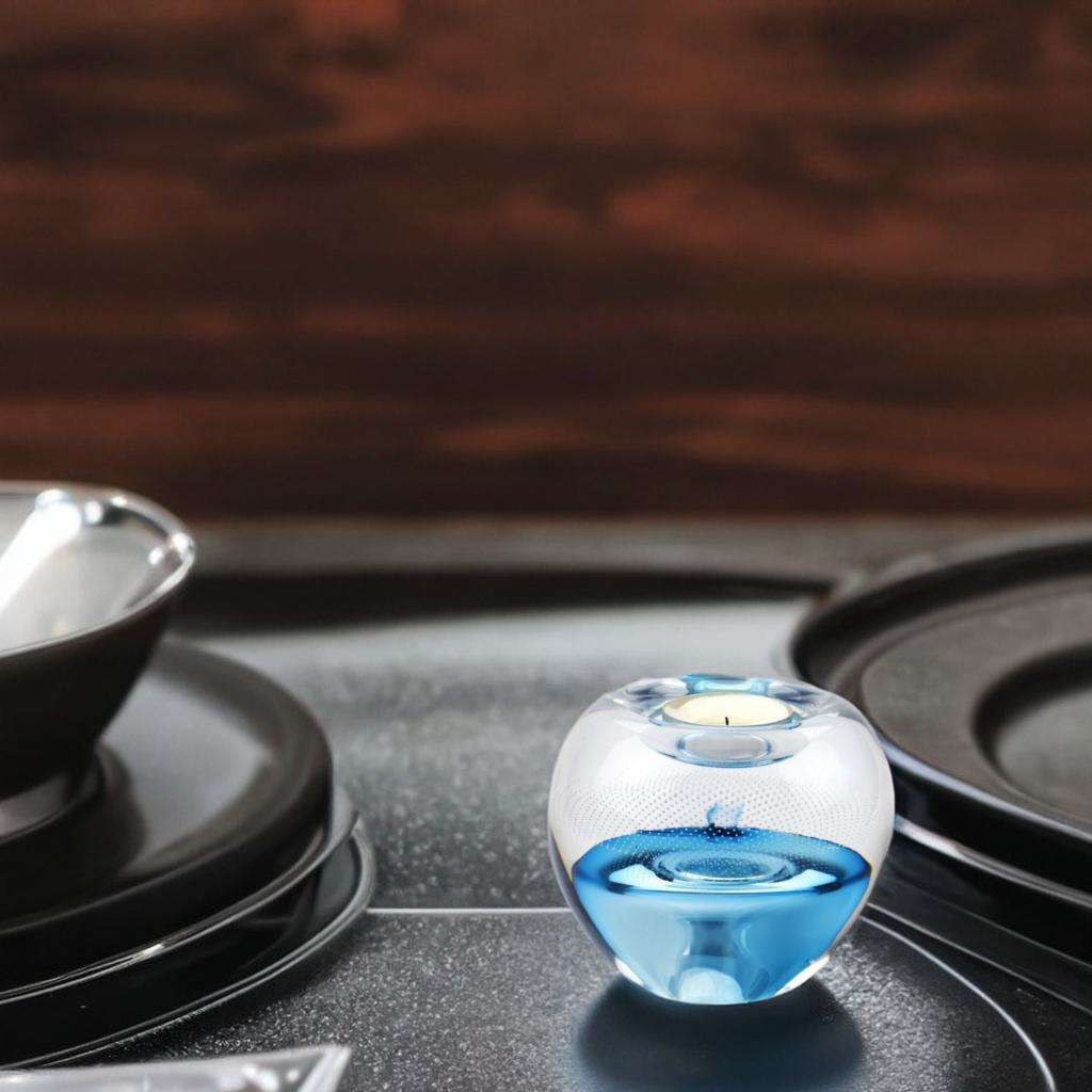 Glazen urn - Premium Tealight blauw - 0,09 Liter - Afbeelding 2