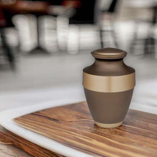 Metalen urn - Traditioneel bruin/goud keepsake - 0,05 Liter - Afbeelding 2