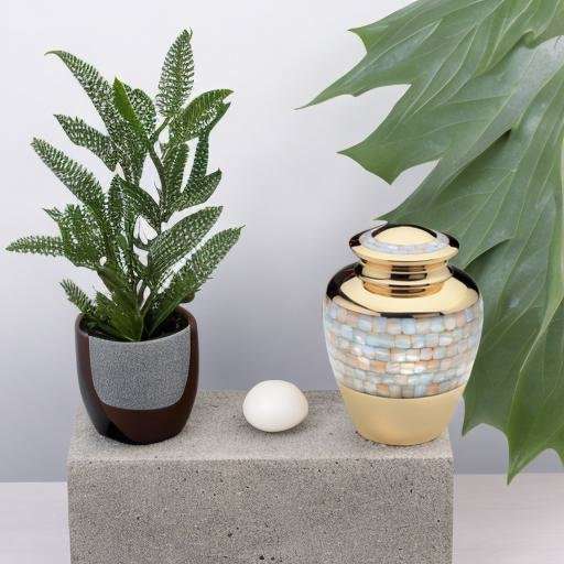 Metalen urn - Traditioneel goud steen groot - 3,20 Liter - Afbeelding 2