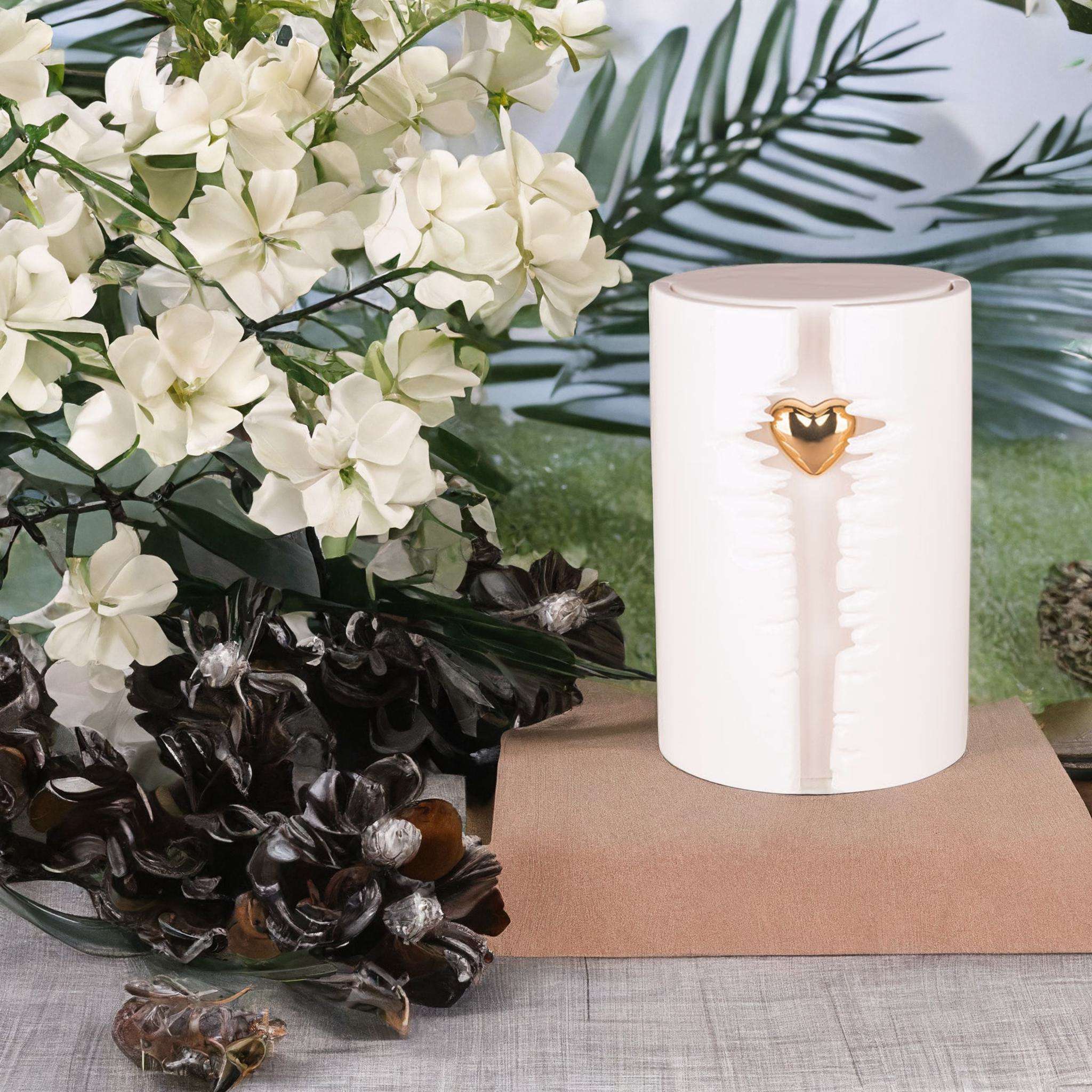 Keramische urn - Mastaba Ceramika wit met LED - 3,80 Liter - Afbeelding 2