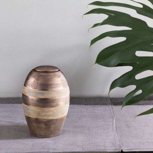 Keramische urn - Pottery Bonny metallic/bruin groot - 4 Liter - Afbeelding 3