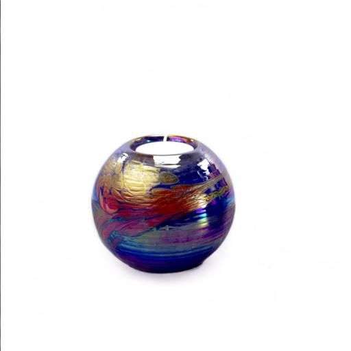 Glazen urn waxinelicht blauw
