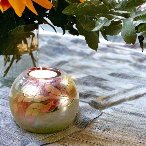 Glazen urn - Waxinelichtje groen multicolor - 0,20 Liter - Afbeelding 2