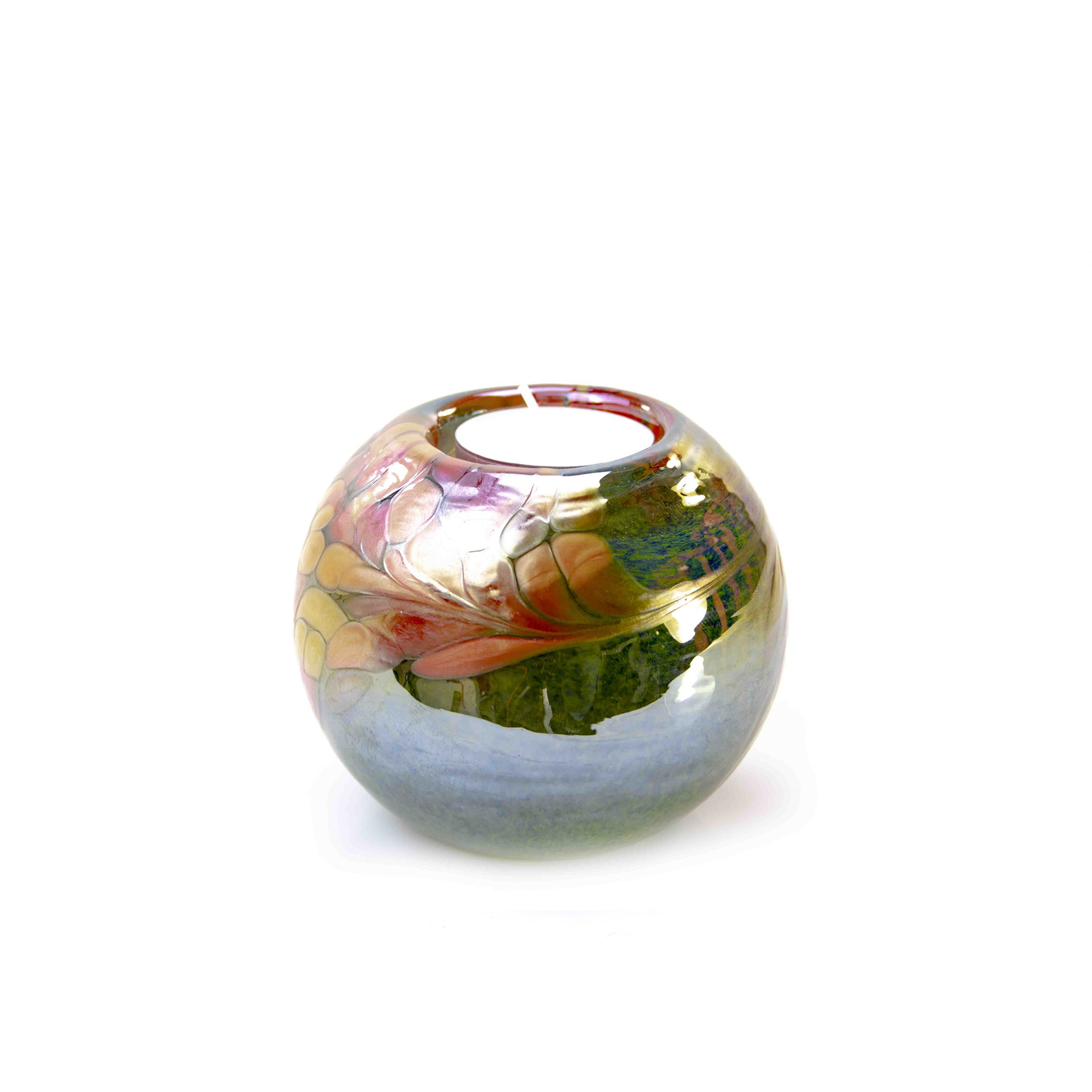 Glazen urn waxinelicht groen multicolor