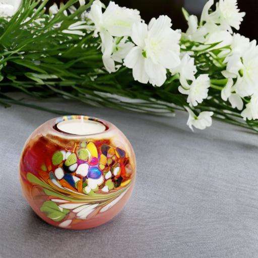 Glazen urn - Waxinelichtje rood multicolor - 0,20 Liter - Afbeelding 2