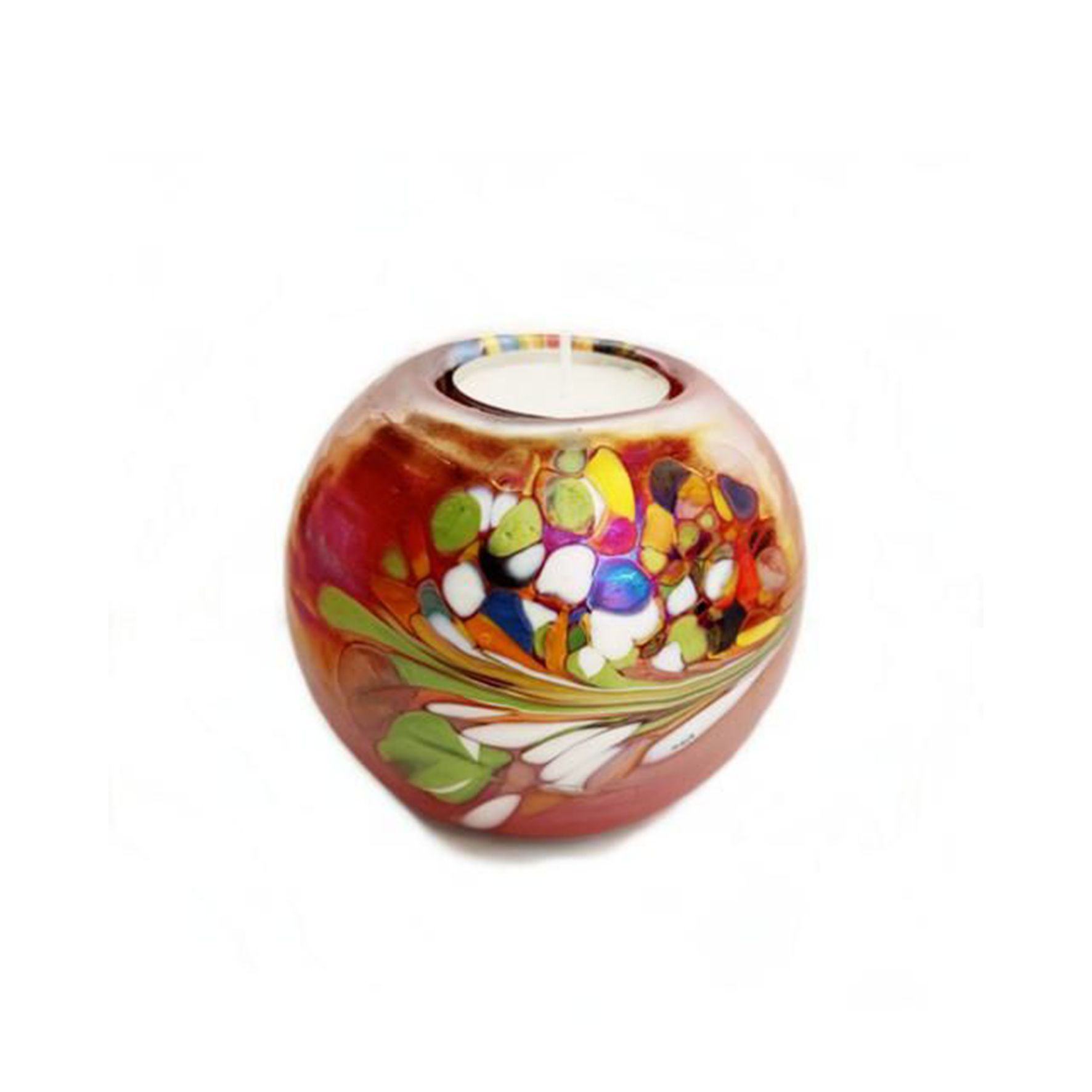 Glazen urn wachinelicht rood multicolor