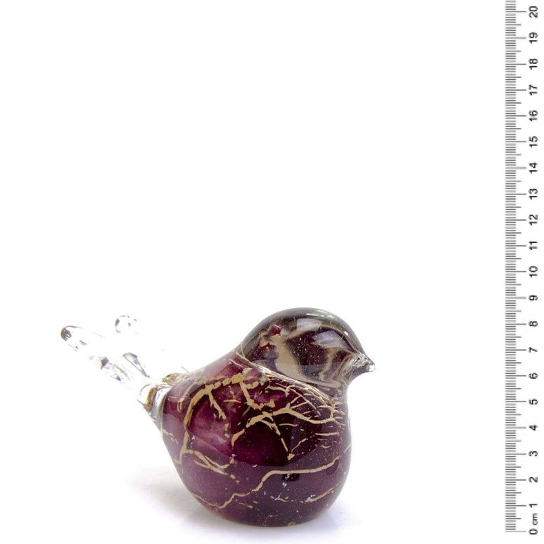 Glazen urn - Vogeltje paars met bladgoud - 0,02 Liter - Afbeelding 4