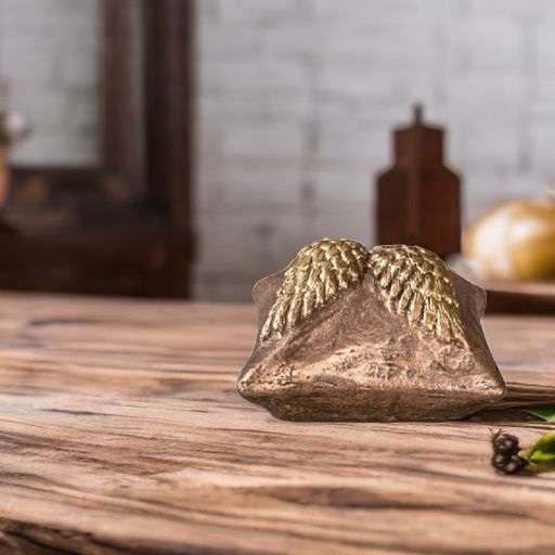 Keramische urn - Troost vierkant met engelenvleugels koperkleur - 0,05 Liter - Afbeelding 2