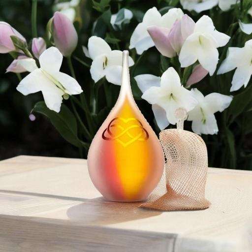 Glazen urn - Memorie druppel roze/goud mini - 0,05 Liter - Afbeelding 3