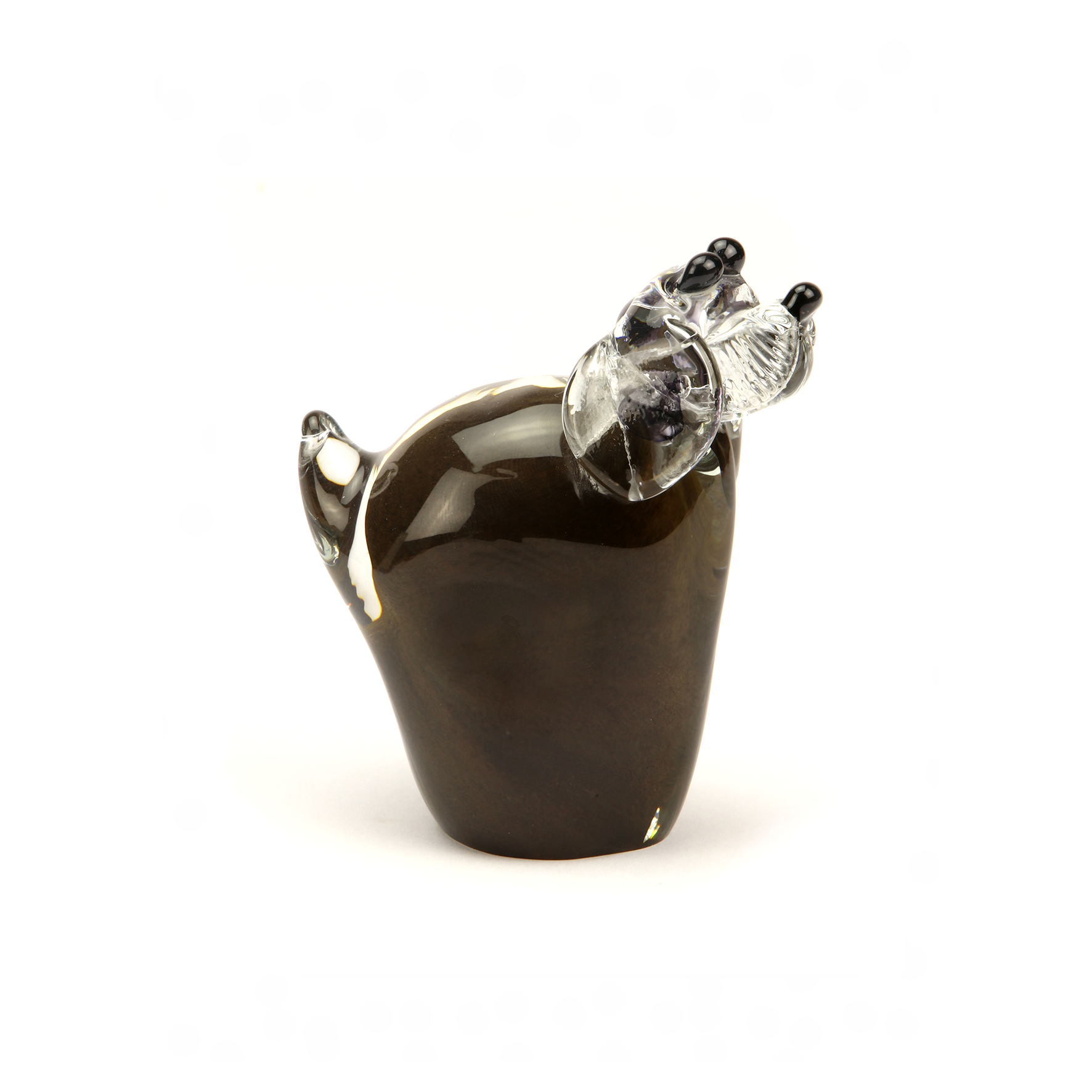 Glazen urn hond bruin