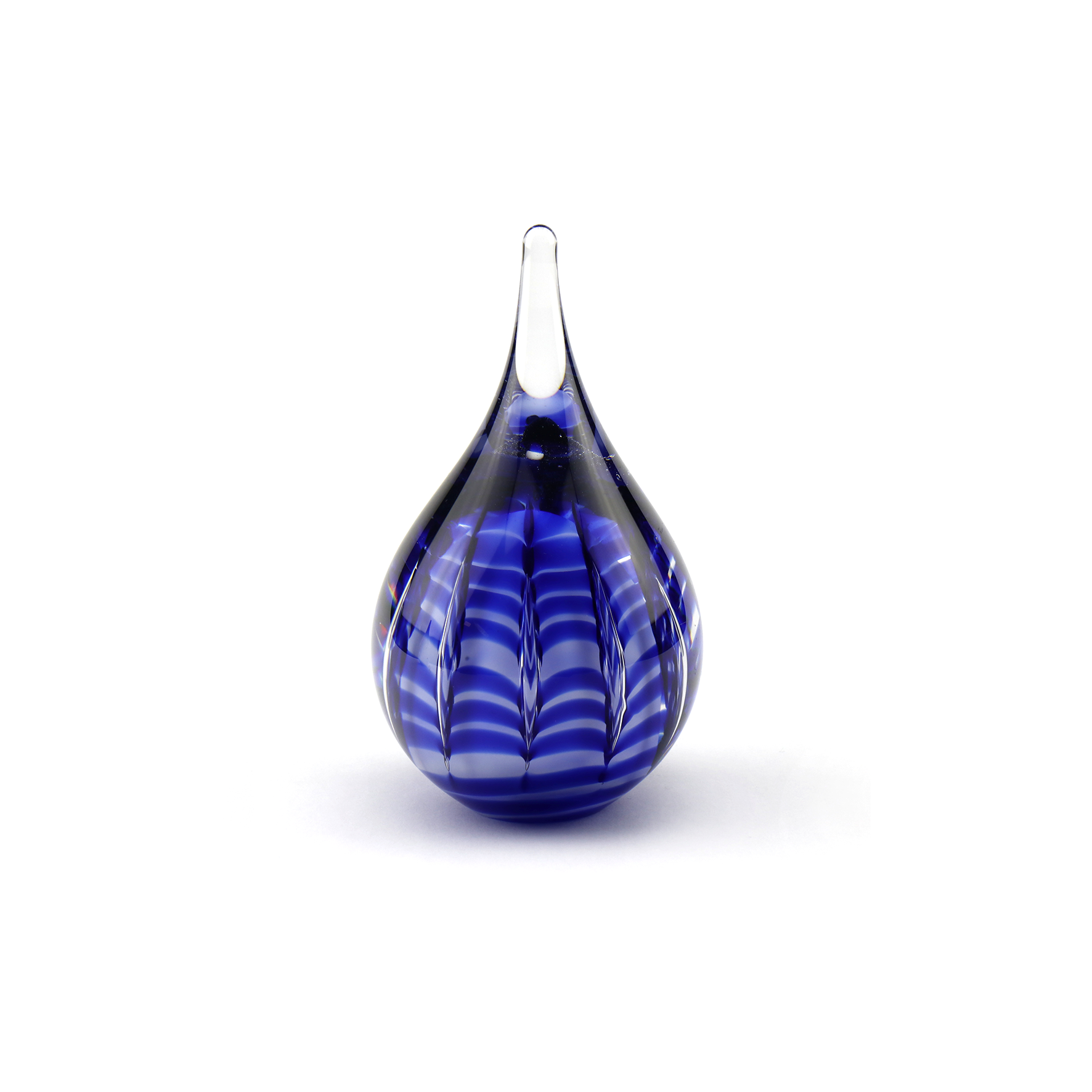 Glazen druppel urn blauw
