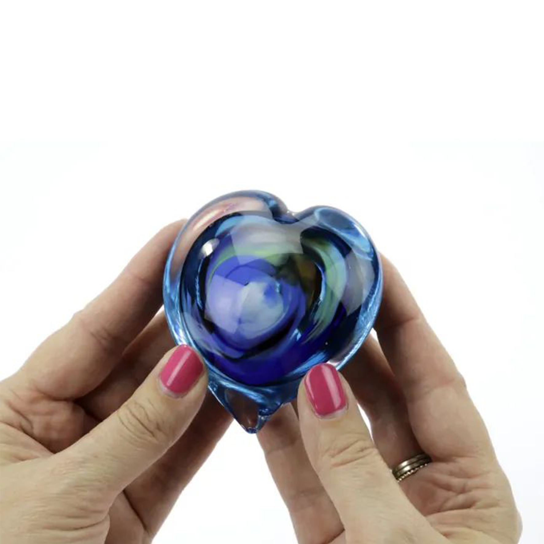 Glazen urn - Memorie Pebble Hart zacht blauw - 0,02 Liter - Afbeelding 5