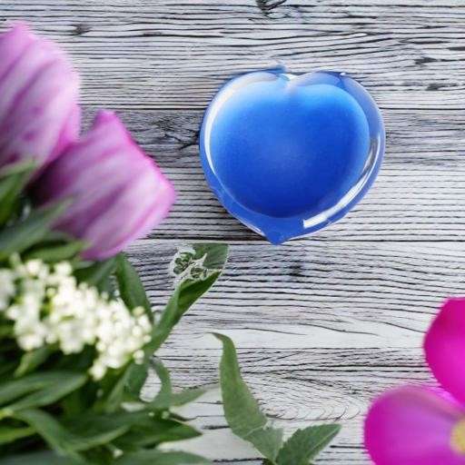 Glazen urn - Memorie Pebble Hart zacht blauw - 0,02 Liter - Afbeelding 2