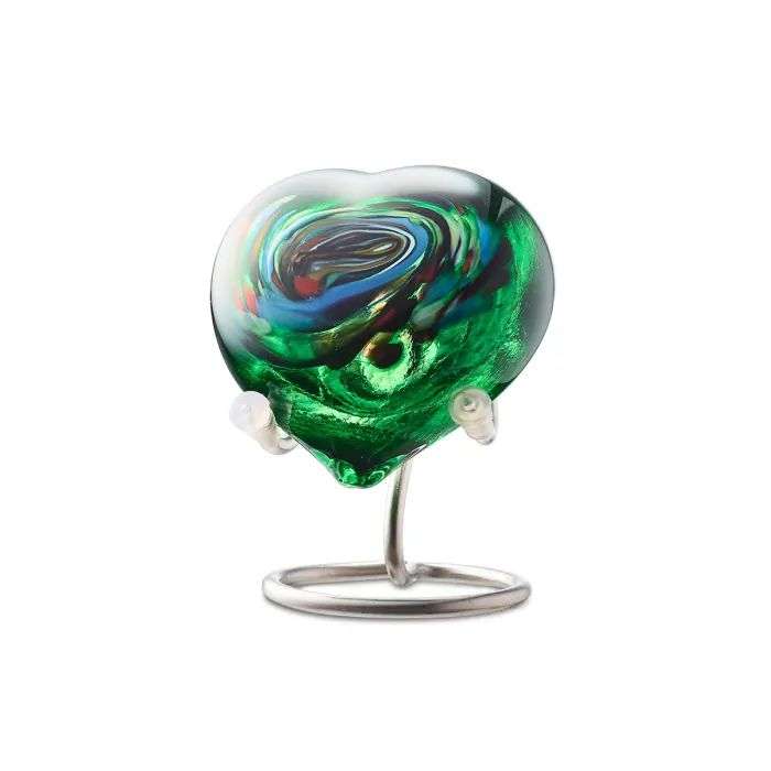 Glazen urn - Memorie Pebble Hart groen - 0,02 Liter - Afbeelding 5