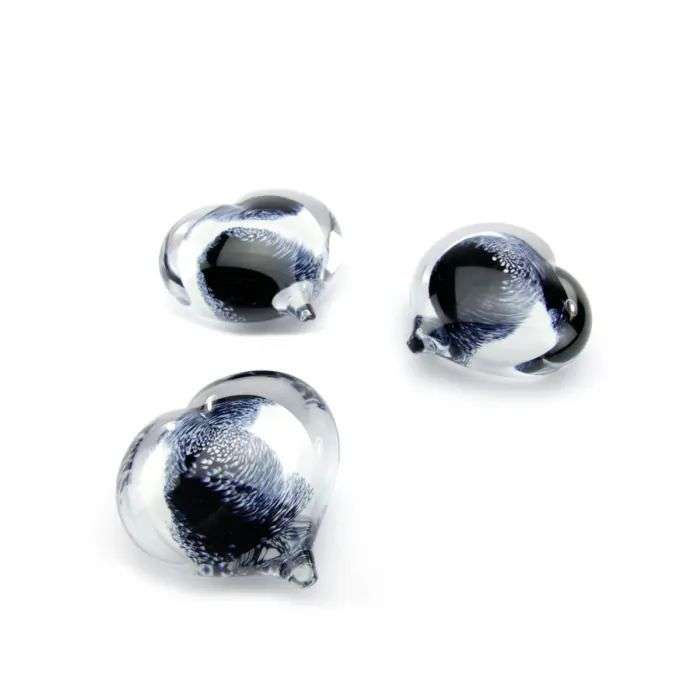 Glazen urn - Memorie Pebble Hart zwart/wit - 0,02 Liter - Afbeelding 5