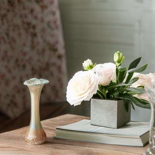 Glazen urn - Memorie Vaasje turquoise/beige - 0,04 Liter - Afbeelding 3