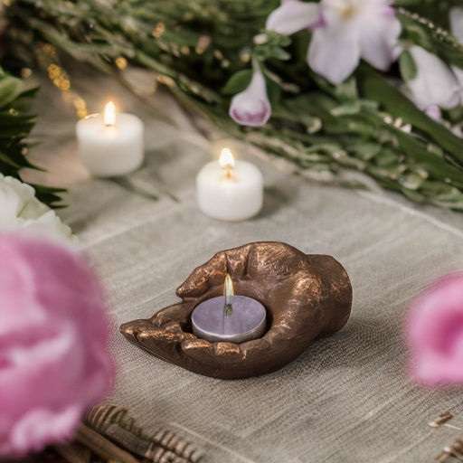 Keramische urn - Liggend Handje brons waxine - 0,10 Liter - Afbeelding 3