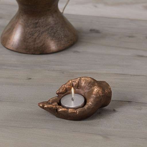 Keramische urn - Liggend Handje brons waxine - 0,10 Liter - Afbeelding 2