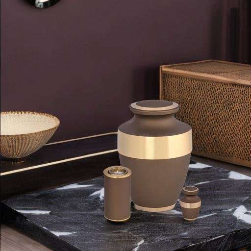 Metalen urn - Traditioneel bruin/goud keepsake - 0,05 Liter - Afbeelding 3