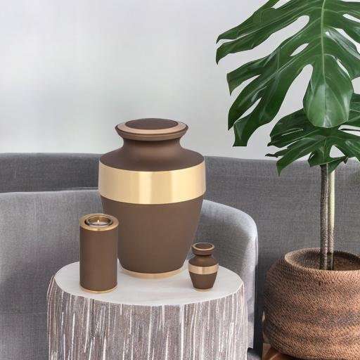 Metalen urn - Traditioneel bruin/goud keepsake - 0,05 Liter - Afbeelding 4