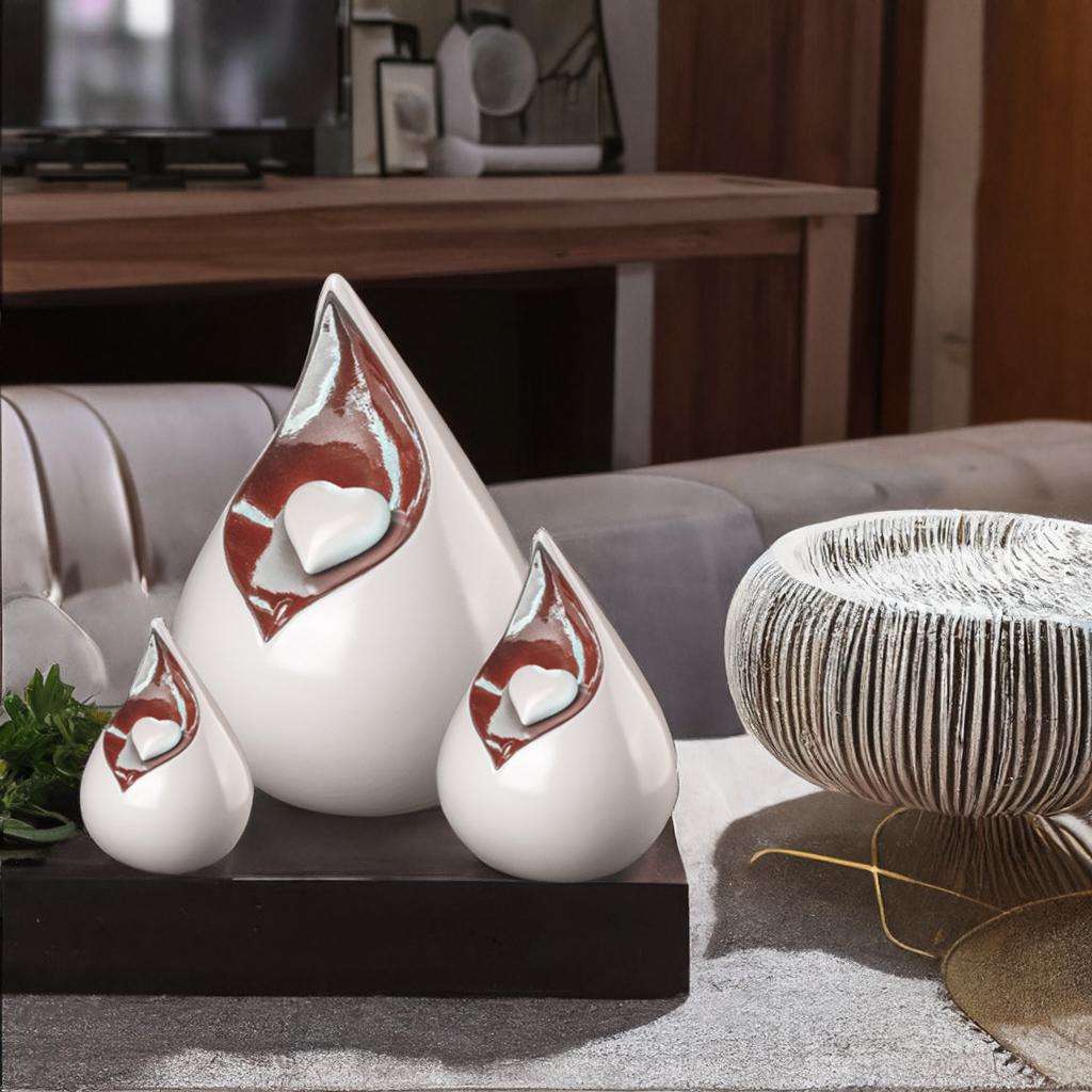 Keramische urn - Celest druppel wit met hart medium - 1,90 Liter - Afbeelding 5