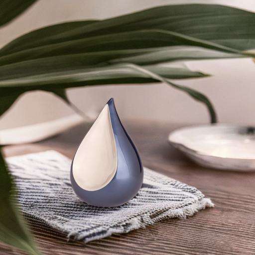 Metalen urn - Druppel blauw klein - 0,70 Liter - Afbeelding 2