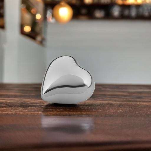 Metalen urn - Hart glanzend zilver keepsake - 0,08 Liter - Afbeelding 2