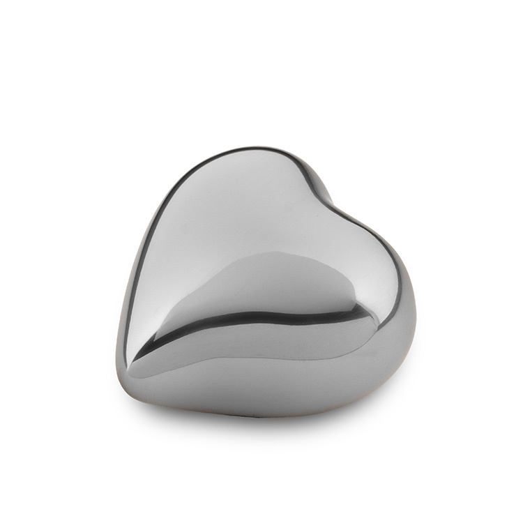 Metalen urn - Hart glanzend zilver keepsake - 0,08 Liter