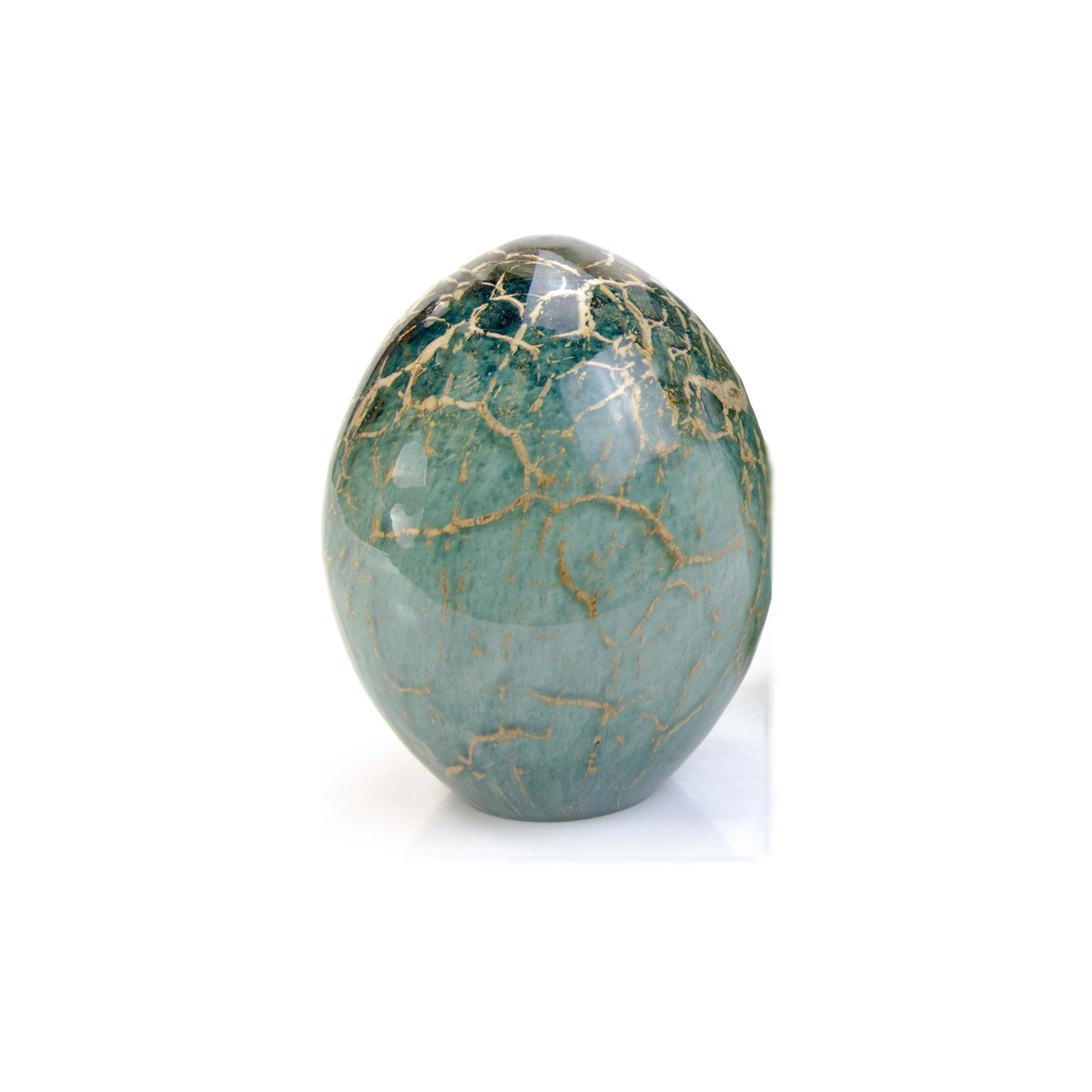 Glazen urn - Ovaal groen met bladgoud - 0,50 Liter