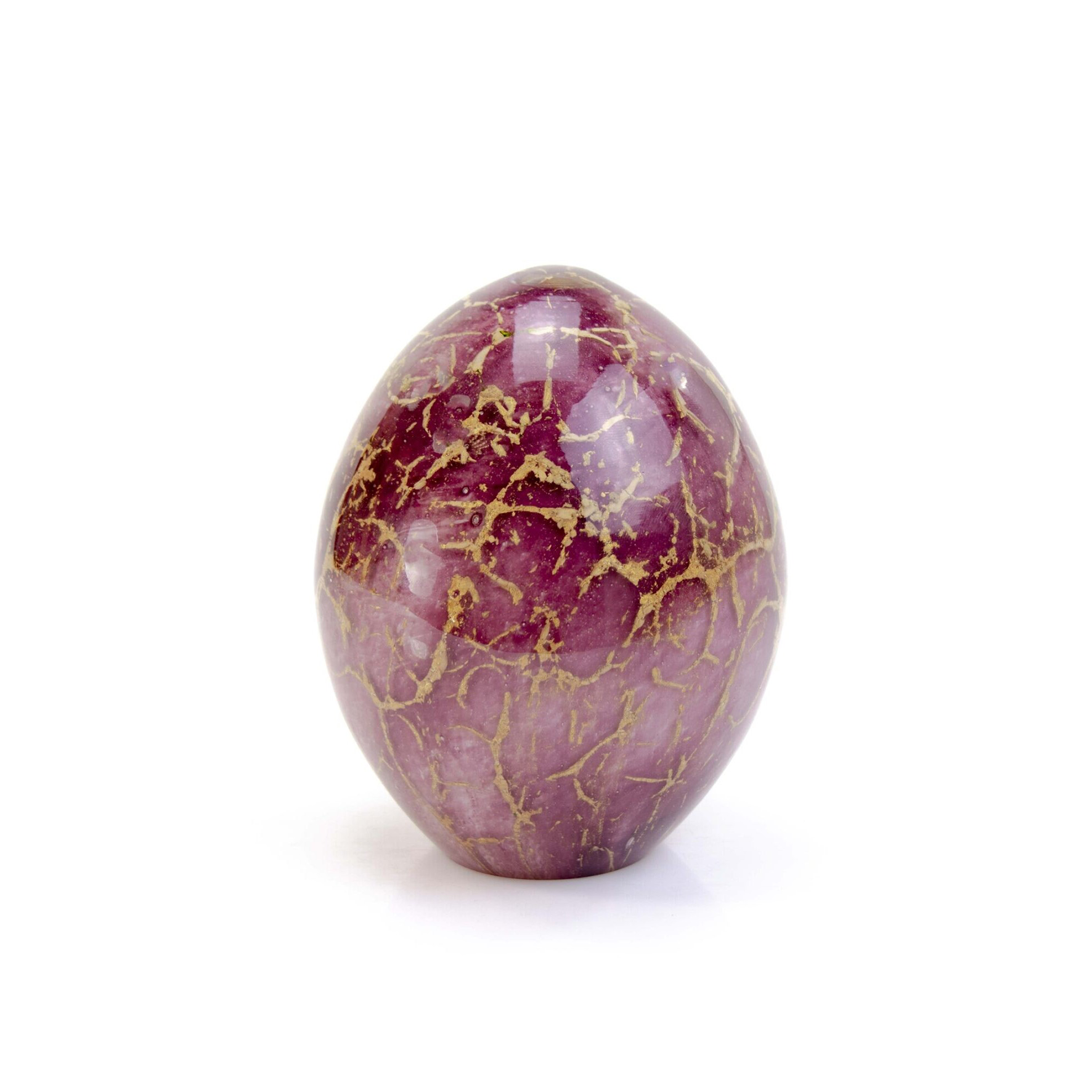 Glazen urn - Ovaal roze met bladgoud - 0,50 Liter