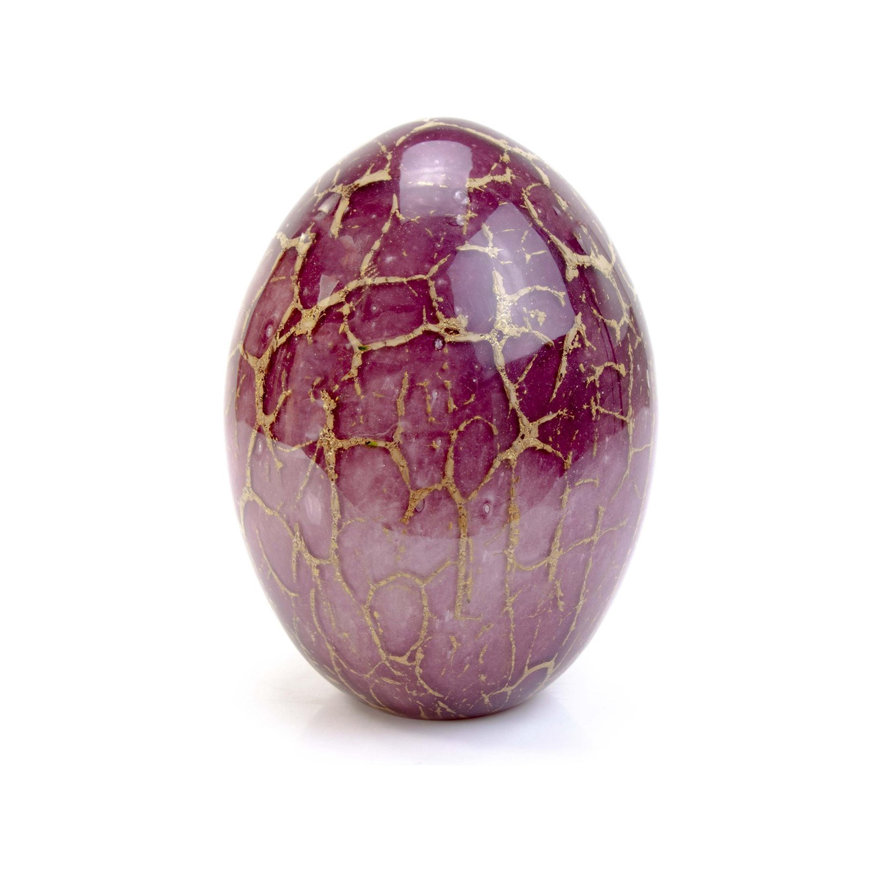 Glazen urn - Ovaal roze met bladgoud groot - 1,60 Liter