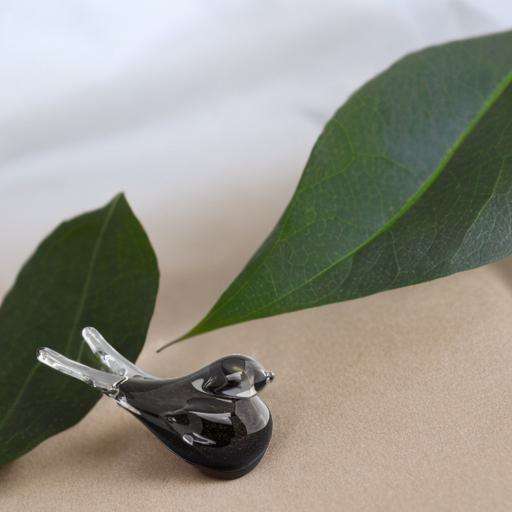 Glazen urn - Memory Crystal vogel zwart - 0,05 Liter - Afbeelding 3