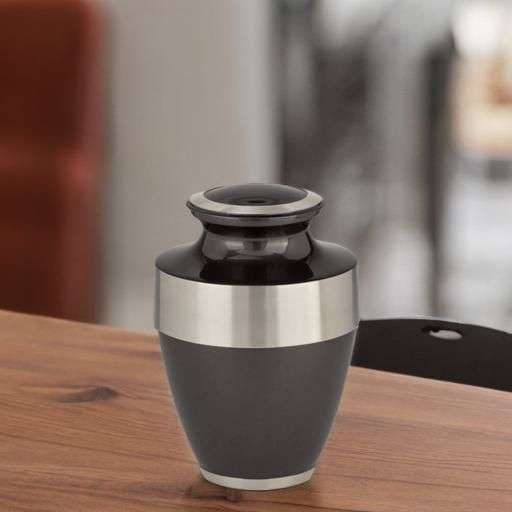 Metalen urn - Traditioneel zwart/zilver groot - 3,20 Liter - Afbeelding 2