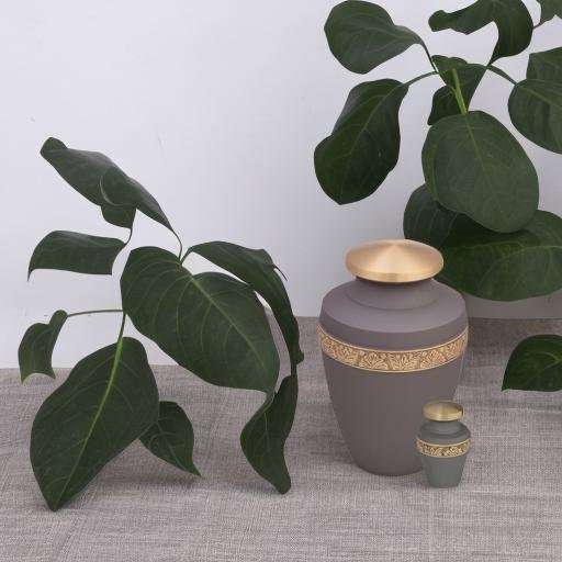 Metalen urn - Traditioneel bruin/goud groot - 3,20 Liter - Afbeelding 2