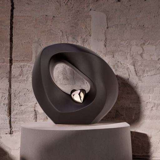 Keramische urn - Mastaba Ceramika matzwart met hart groot - 4 Liter - Afbeelding 3