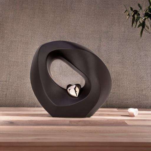 Keramische urn - Mastaba Ceramika matzwart met hart groot - 4 Liter - Afbeelding 2