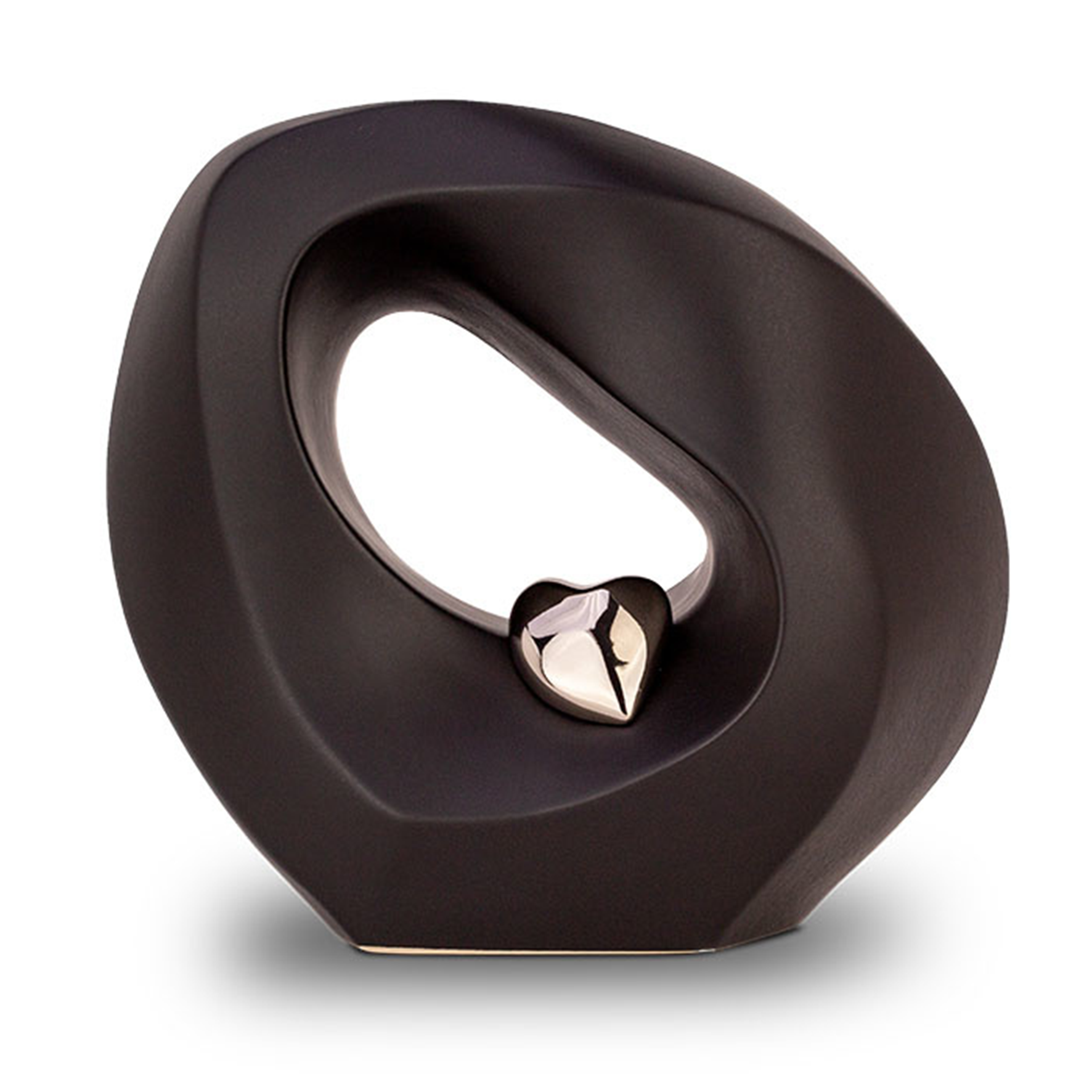 Keramische urn - Mastaba Ceramika matzwart met hart groot - 4 Liter