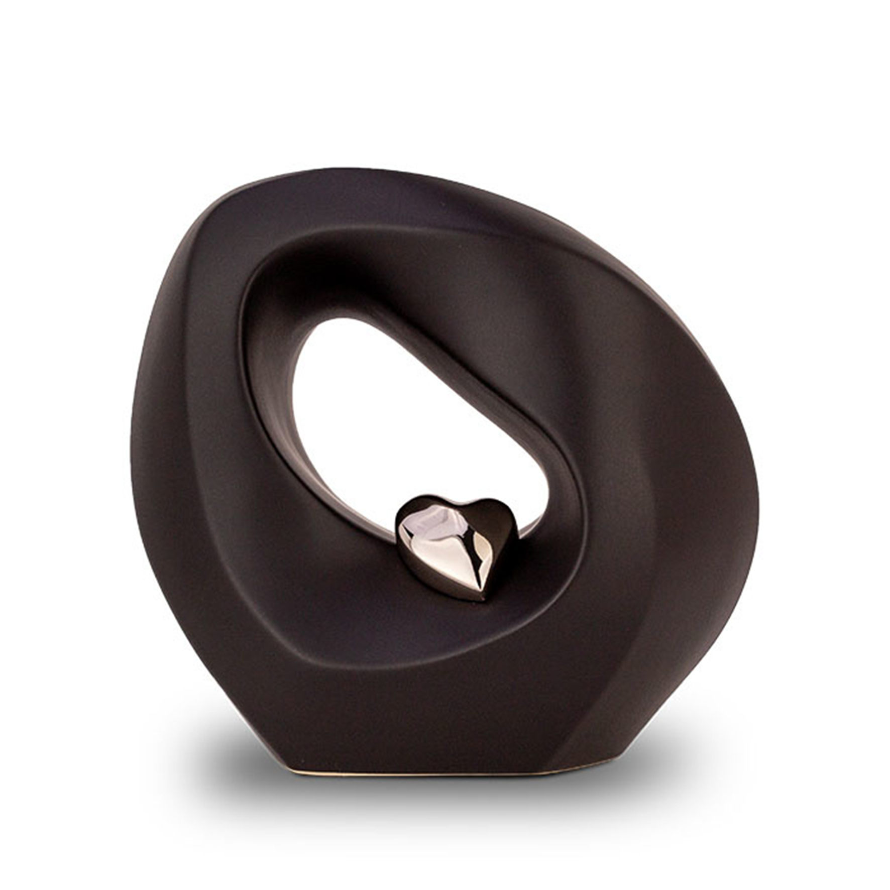 Keramische urn - Mastaba Ceramika matzwart met hart medium - 1,90 Liter