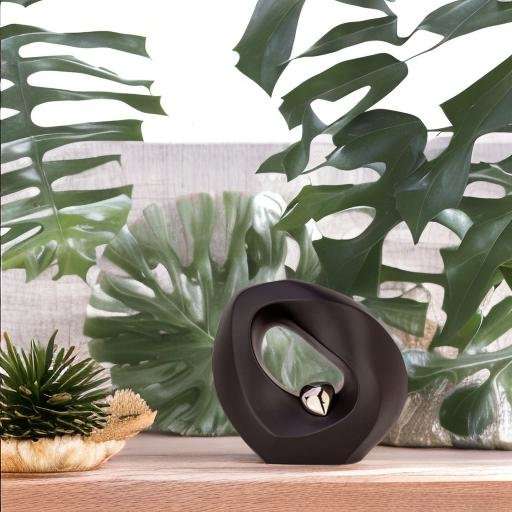 Keramische urn - Mastaba Ceramika matzwart met hart klein - 0,90 Liter - Afbeelding 2