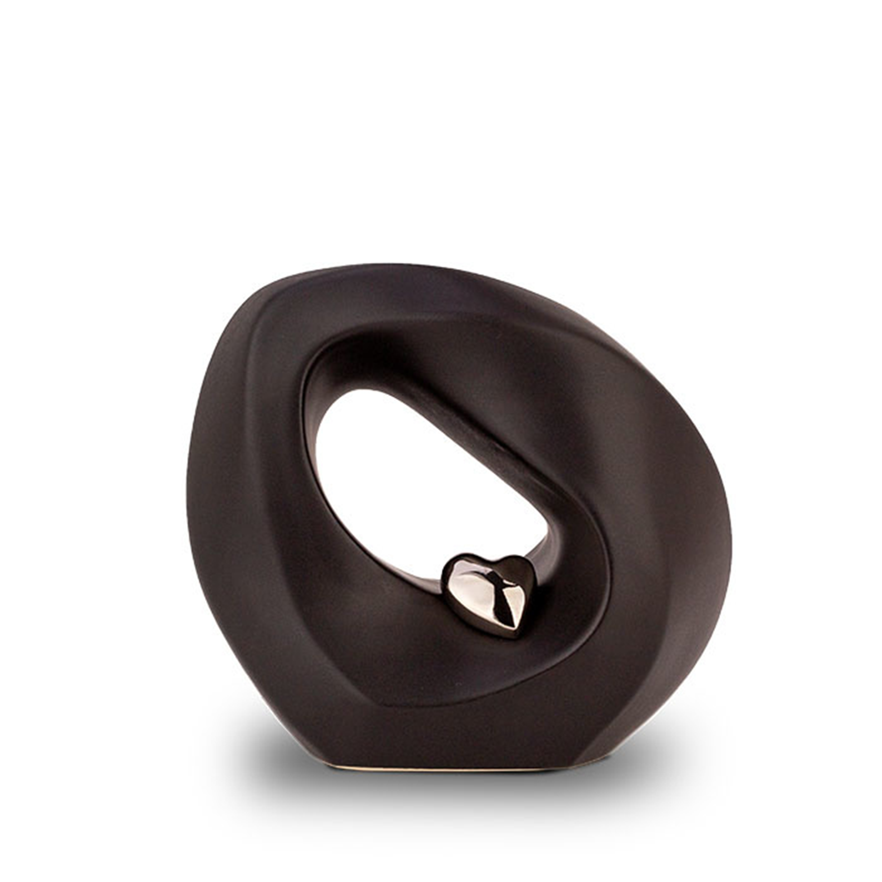 Keramische urn - Mastaba Ceramika matzwart met hart klein - 0,90 Liter