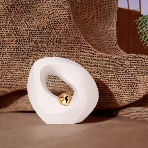 Keramische urn - Mastaba Ceramika wit met hart groot - 4 Liter - Afbeelding 2