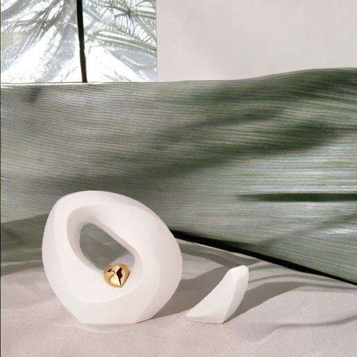 Keramische urn - Mastaba Ceramika wit met hart groot - 4 Liter - Afbeelding 3