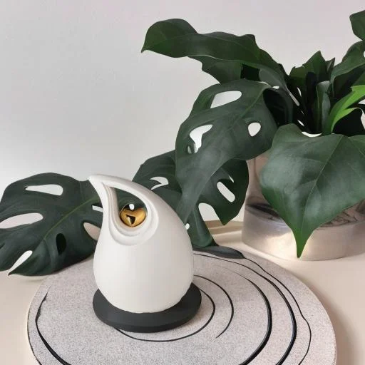 Keramische urn - Mastaba Ceramika druppel wit met gouden hart medium - 2,20 Liter - Afbeelding 3