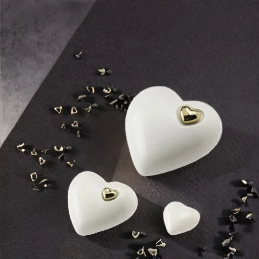 Keramische urn - Mastaba Ceramika hart matwit met hartje medium - 1,40 Liter - Afbeelding 4