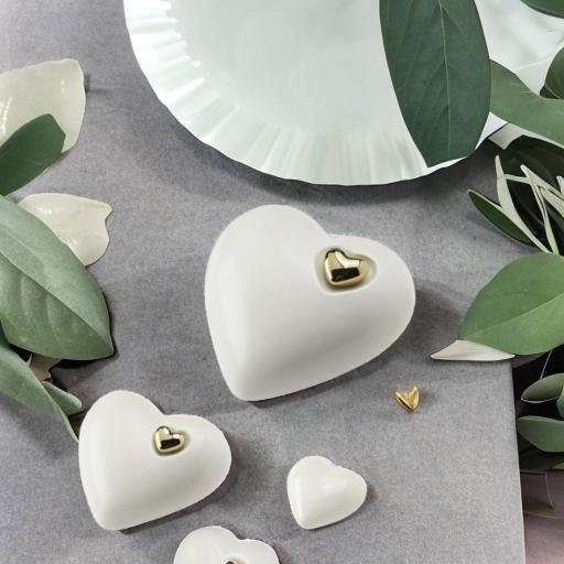 Keramische urn - Mastaba Ceramika hart matwit met hartje medium - 1,40 Liter - Afbeelding 5