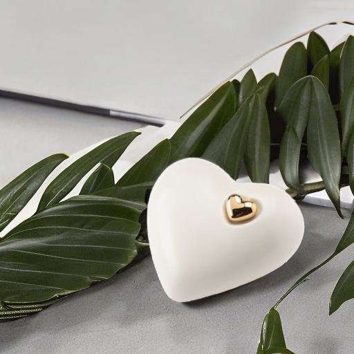 Keramische urn - Mastaba Ceramika hart matwit met hartje medium - 1,40 Liter - Afbeelding 3