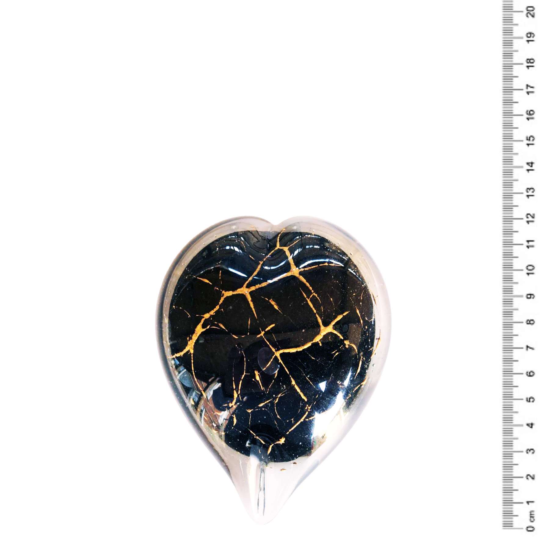 Glazen urn - Knuffelhartje zwart met bladgoud - 0,15 Liter - Afbeelding 4